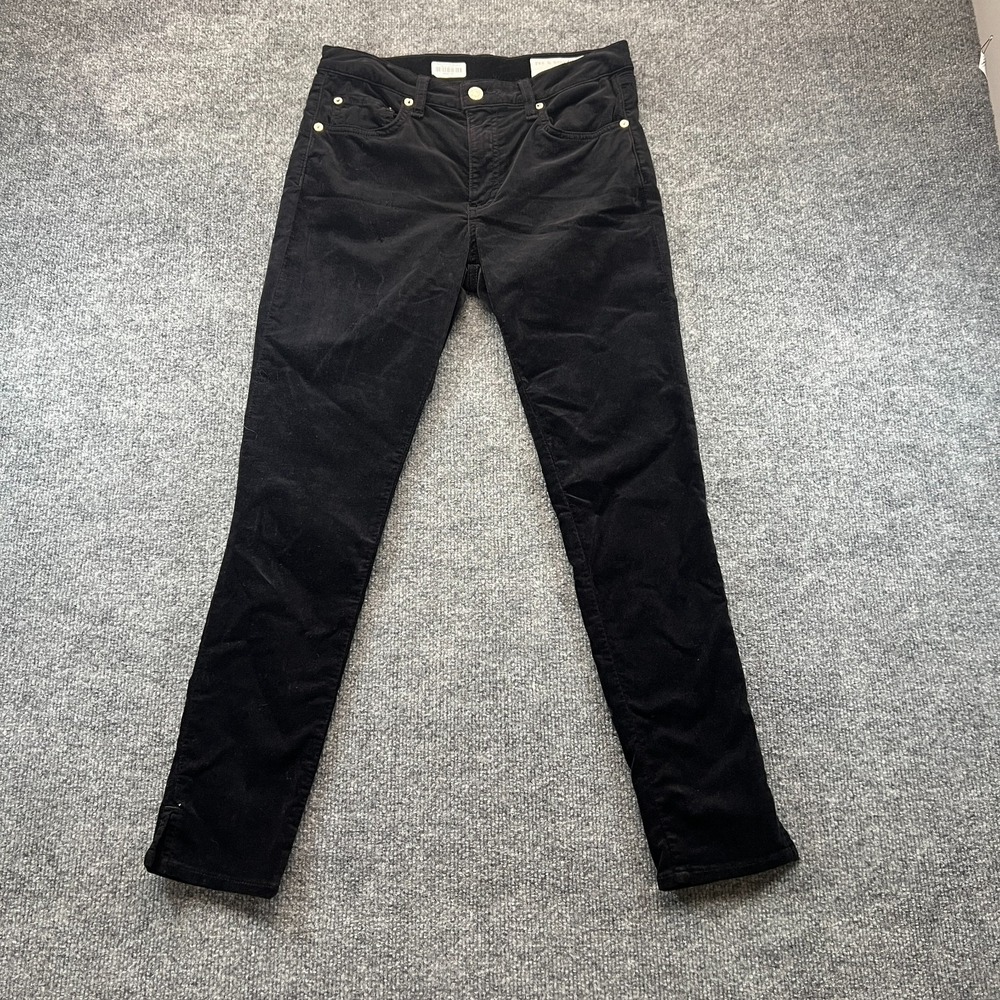 Rag & Bone Jean Ankle Skinny Velvet Pants Women 28 Black High Rise Split Hem